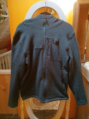 The North Face Dark Blue Knit Sweater with Leather Logo Patch